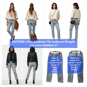 RE/DONE x Pam Anderson The Anderson Straight Leg Jeans Maliblue Size 27-28
